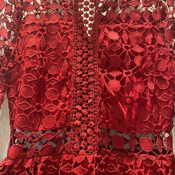 NEW Without Tag Burgandy Lace Dress Size M - Picture 4 of 10